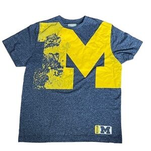 Michigan UM Majestic Section 101 Breaking M Tee Shirt Top Men’s XL Navy Yellow
